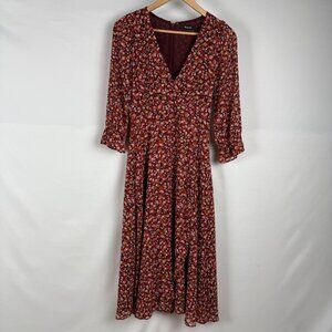 Madewell Floral Midi Cottagecore Ditzy Faux Wrap Dress Womens Size 4